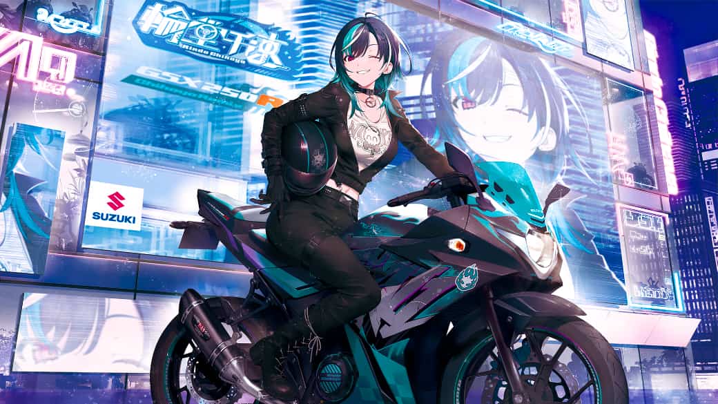 スズキ、VTuber輪堂千速とのコラボバイクを「ホロエキスポ2026」で展示
